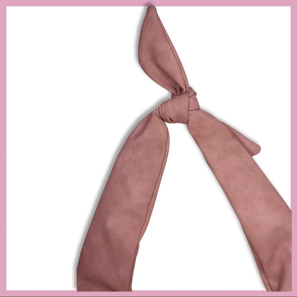 American Eagle Pink Faux Suede Purse with Bow - Picture 6 of 8
